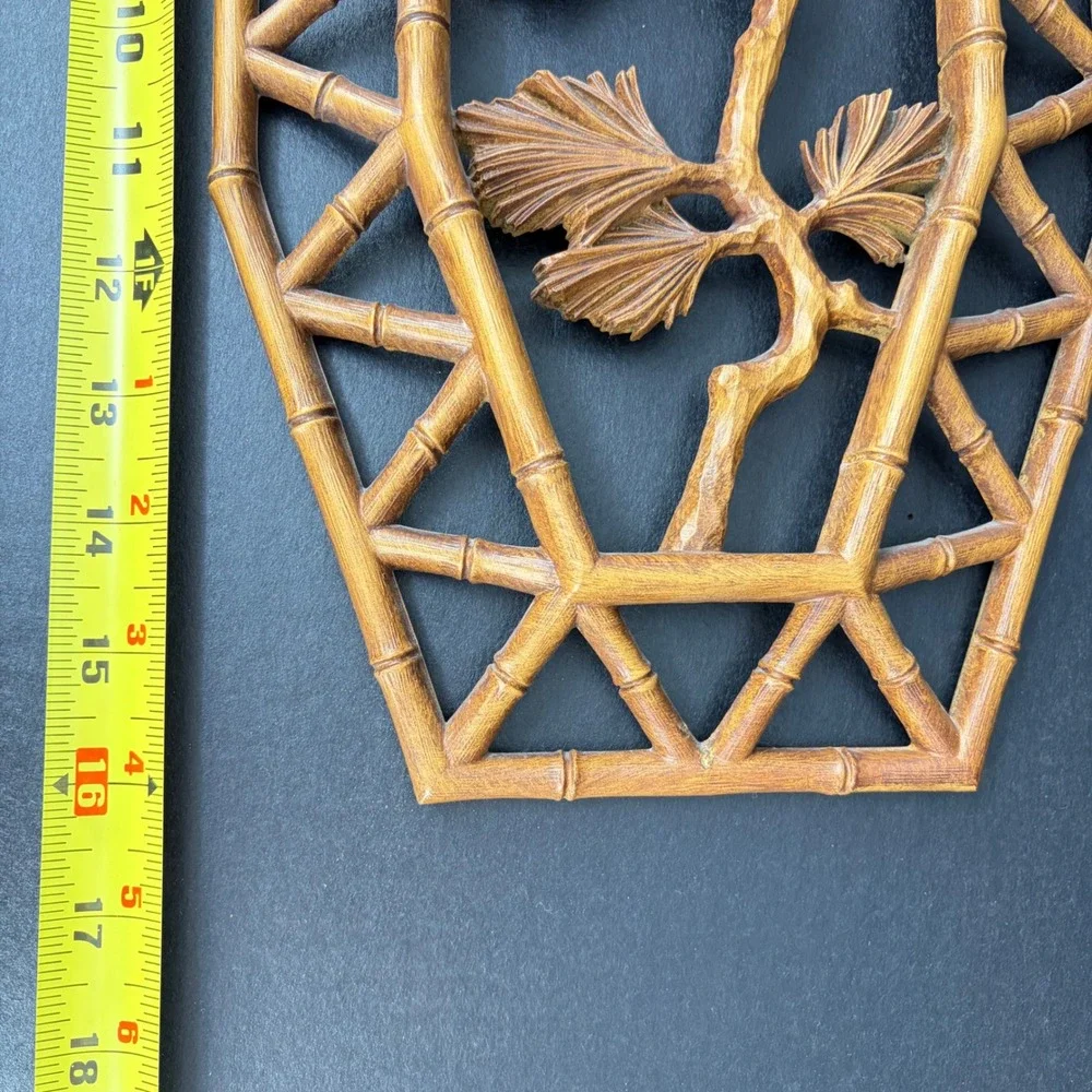 Homco Wall Plaque Faux Bamboo Pine Branch Syroco MCM Chinoiserie 7412 Asian
